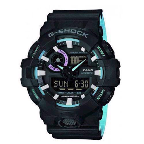 Image of G-Shock sort resin med stål (5522) multifunktions quartz Herre ur fra Casio, GA-700PC-1AER